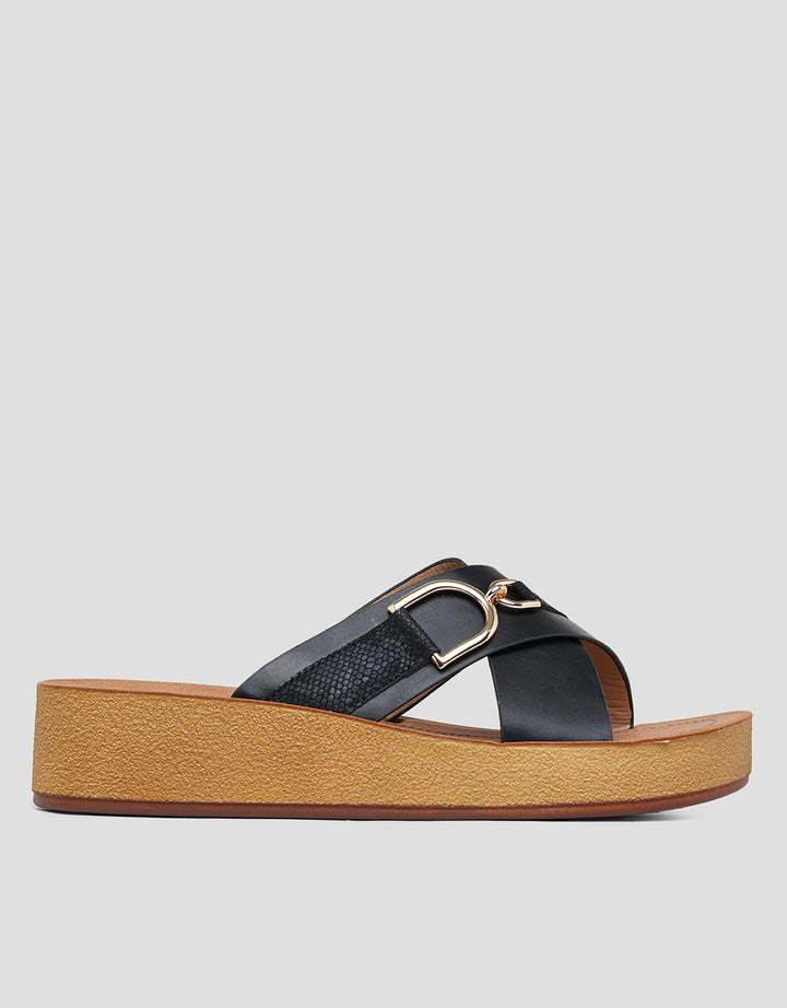 Connexion Gold Cross Wedges Sandal Wanita