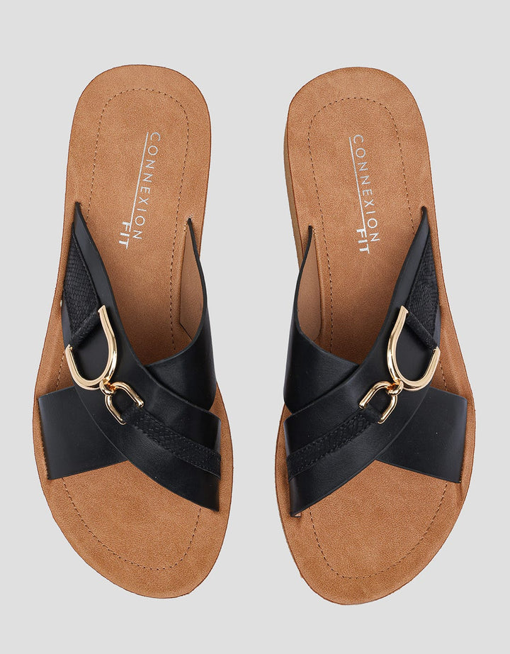 Connexion Gold Cross Wedges Sandal Wanita