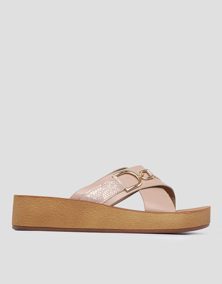 Connexion Gold Cross Wedges Sandal Wanita