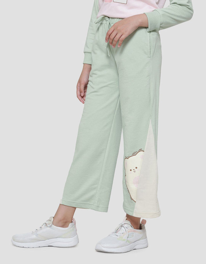 Aero Long Pants Knit Wide Leg Big Fur Bear Kiri Anak Perempuan