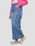 Aero Wideleg Embro Pita Celana Panjang Denim Anak Perempuan