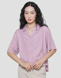 Suko Resort Shirt Rayon Linen Kerah Kemeja Lengan Pendek Wanita