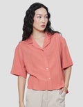 Suko Resort Shirt Rayon Linen Kerah Kemeja Lengan Pendek Wanita