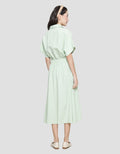Suko Gaun Solid Pocket Dress Flare Lengan Pendek Wanita