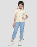 Little M Cat Bunny Print Kaos Lengan Pendek Anak Perempuan