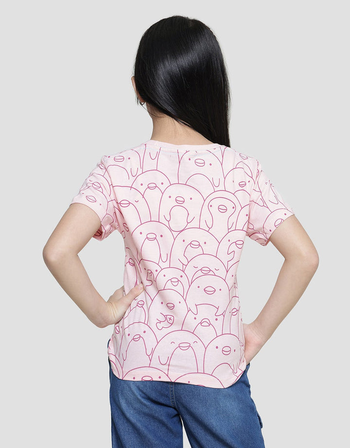 Little M Line Penguin Kaos Anak Perempuan