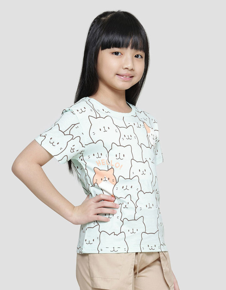 Little M Line Cat Kaos Anak Perempuan