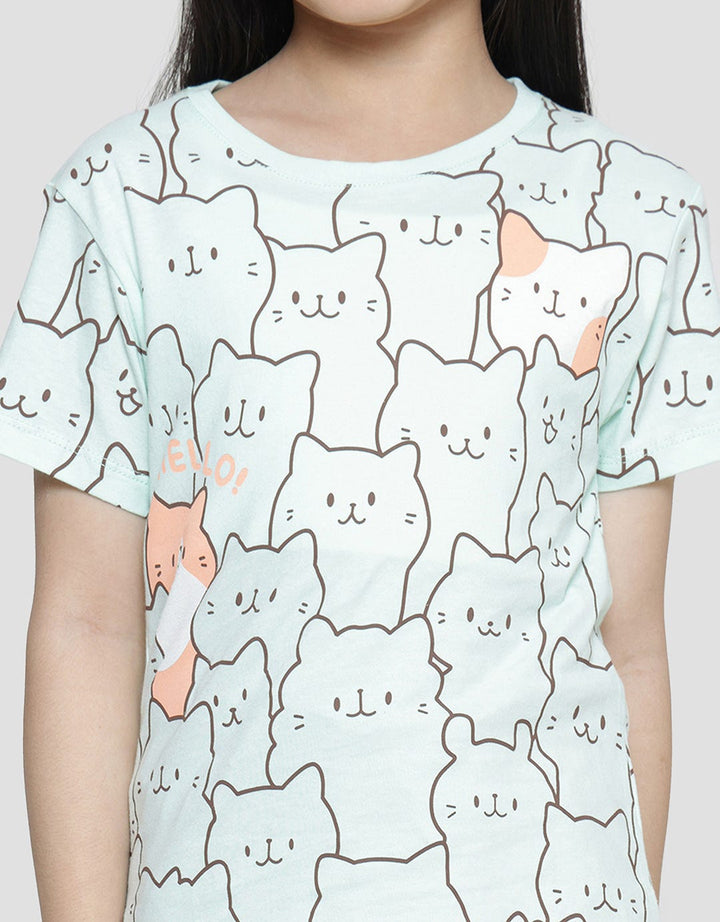 Little M Line Cat Kaos Anak Perempuan