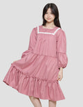 Nevada Solid With Ruffle Midi Dress for Girls
