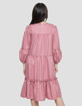 Nevada Solid With Ruffle Midi Dress for Girls