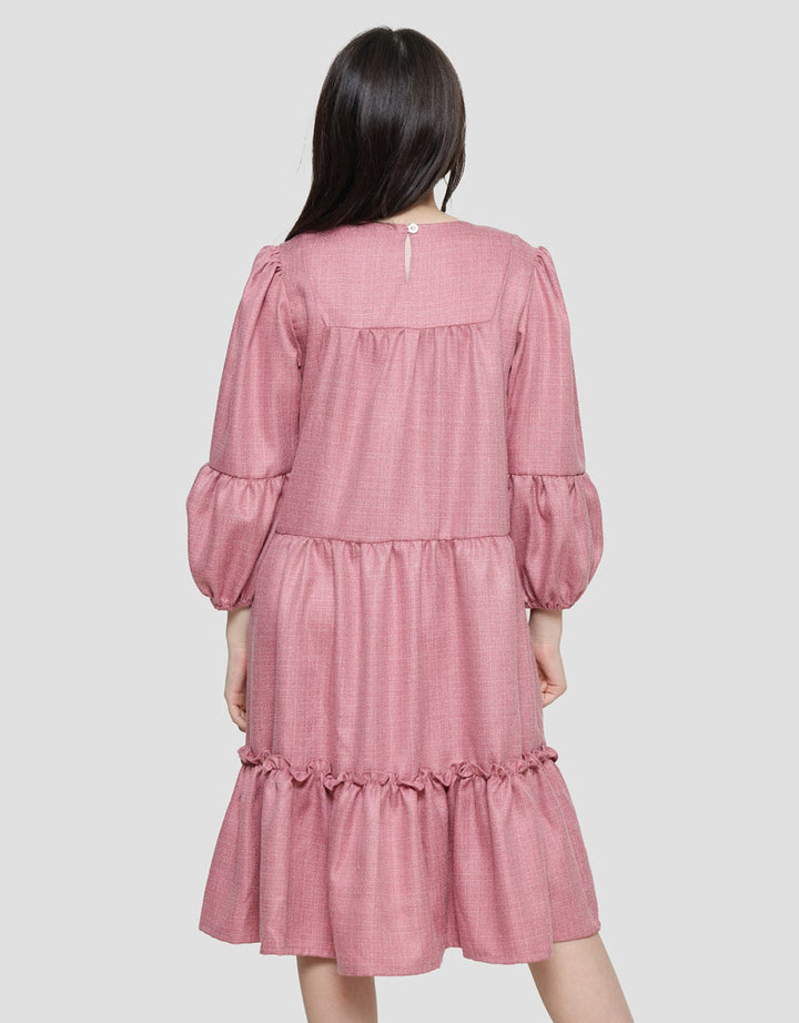 Nevada Solid With Ruffle Midi Dress for Girls