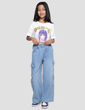 Nevada Wideleg Light Washed Celana Denim Cargo Anak Perempuan