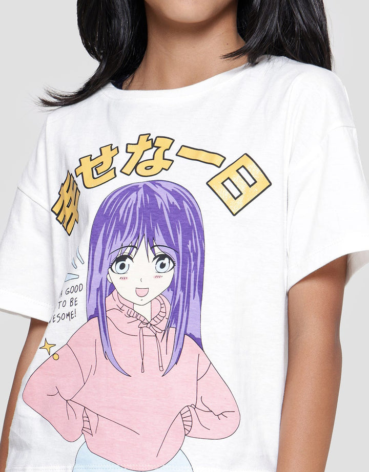 Nevada Boxy Anime Awesome Kaos Anak Perempuan