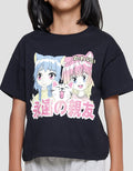 Nevada Boxy Anime And Cat Kaos Lengan Pendek Anak Perempuan