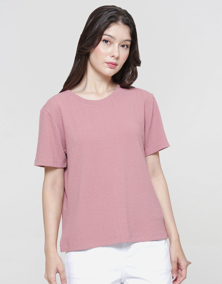 Anyday Texture Solid Color Kaos Lengan Pendek Wanita