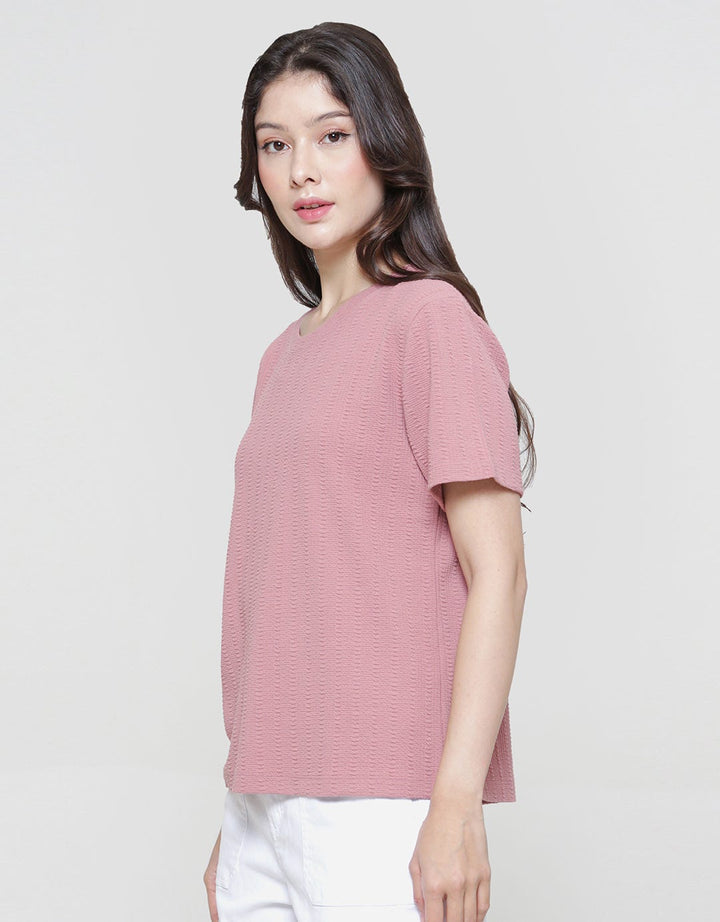 Anyday Texture Solid Color Kaos Lengan Pendek Wanita