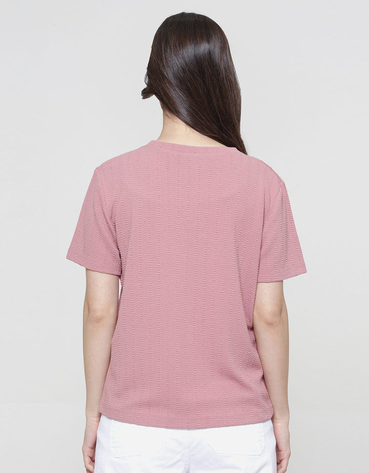 Anyday Texture Solid Color Kaos Lengan Pendek Wanita