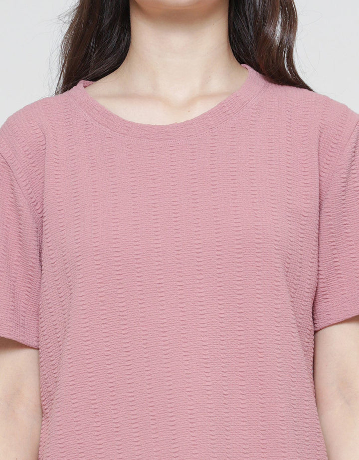 Anyday Texture Solid Color Kaos Lengan Pendek Wanita