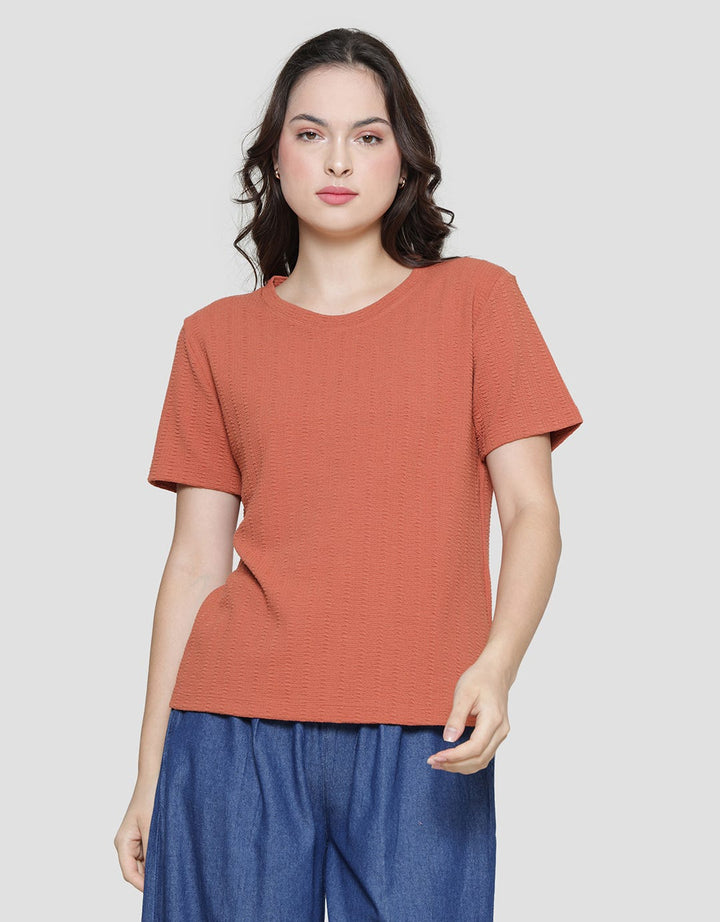 Anyday Texture Solid Color Kaos Lengan Pendek Wanita