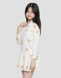 Nevada Knit Ruffle With Collar Print Tiny Bear Midi Dress Anak Perempuan
