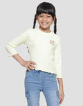 Little M Rib Bordir Bear Kaos Lengan Panjang Anak Perempuan