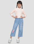 Little M Rib High Neck Bordir 1 Kaos Lengan Panjang Anak Perempuan