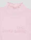 Little M Rib High Neck Embroidery 2 Girls T-Shirt
