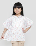 Little M Balloon Sleeve Rabbit Print Girls Blouse