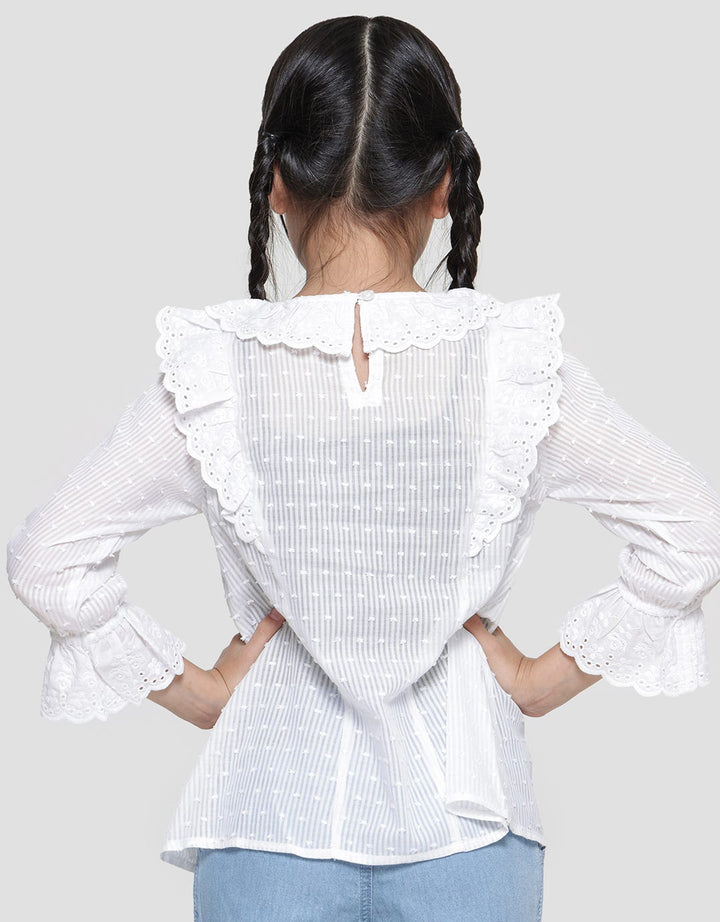 Little M Texture Lace Ruffle Blouse Anak Perempuan