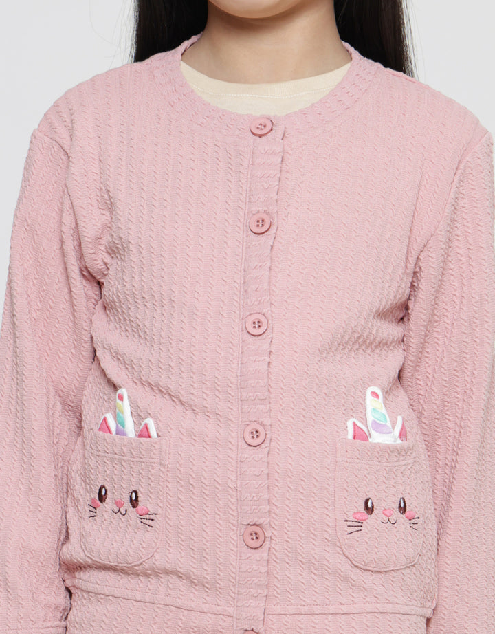 Little M Unicorn Pocket Cardigan Anak Perempuan