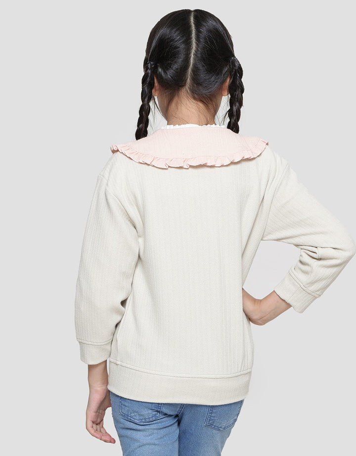 Little M Cardigan Texture Kerah Bunga 1 Jaket Anak Perempuan