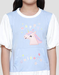 Little M Unicorn Balloon Sleeve Midi Dress for Girls