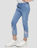 Little M Bawah Lipat Jeriwis Bordir Kelinci Jegging Denim Anak Perempuan