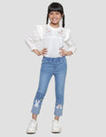 Little M Bawah Lipat Jeriwis Bordir Kelinci Jegging Denim Anak Perempuan