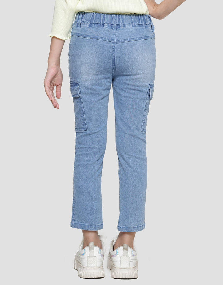 Little M Girls Denim Jegging Cargo Pocket