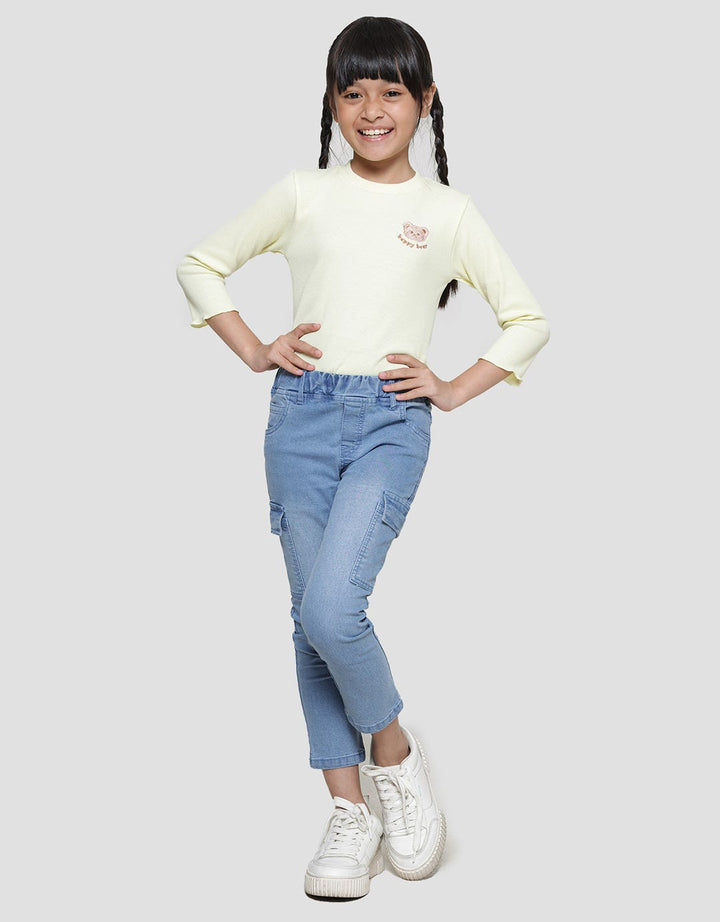 Little M Girls Denim Jegging Cargo Pocket