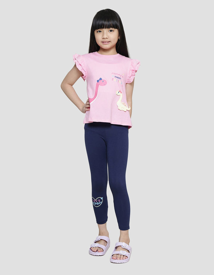 Little M Dino Leggings Set Pakaian Anak Perempuan