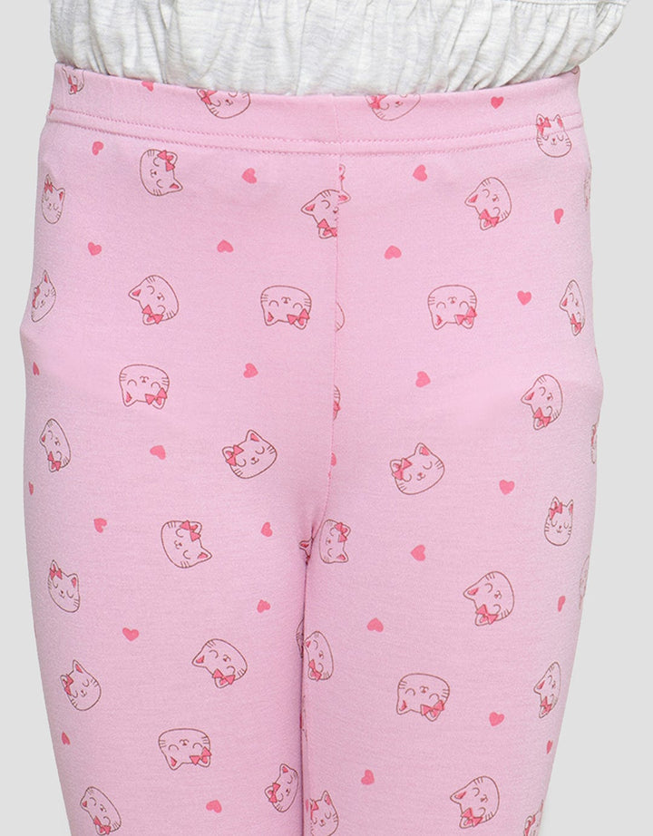 Little M Cat Leggings Set Pakaian Anak Perempuan