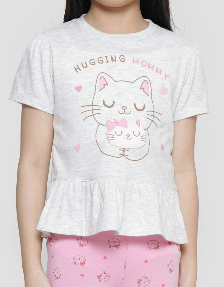 Little M Cat Leggings Set Pakaian Anak Perempuan