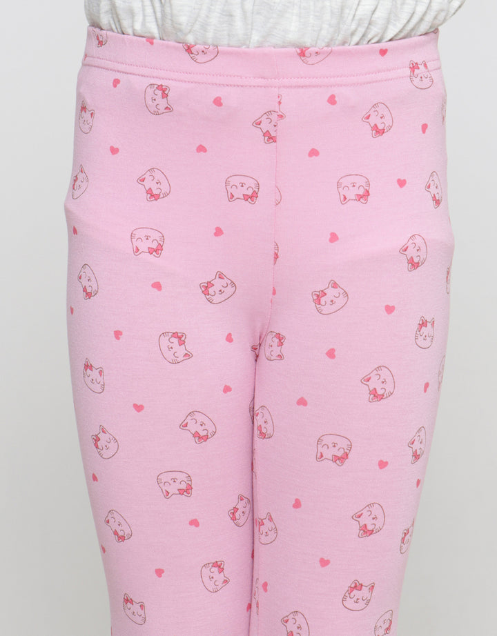 Little M Cat Leggings Set Pakaian Anak Perempuan