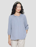St. Yves Rayon Crinkle With Ruffle Neckline Women's Blouse