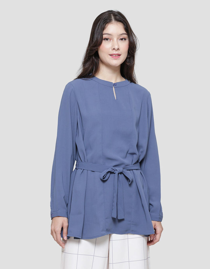 St. Yves Poly Tunic Belt Blouse Wanita