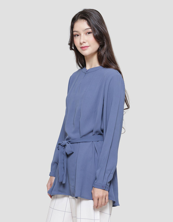St. Yves Poly Tunic Belt Blouse Wanita
