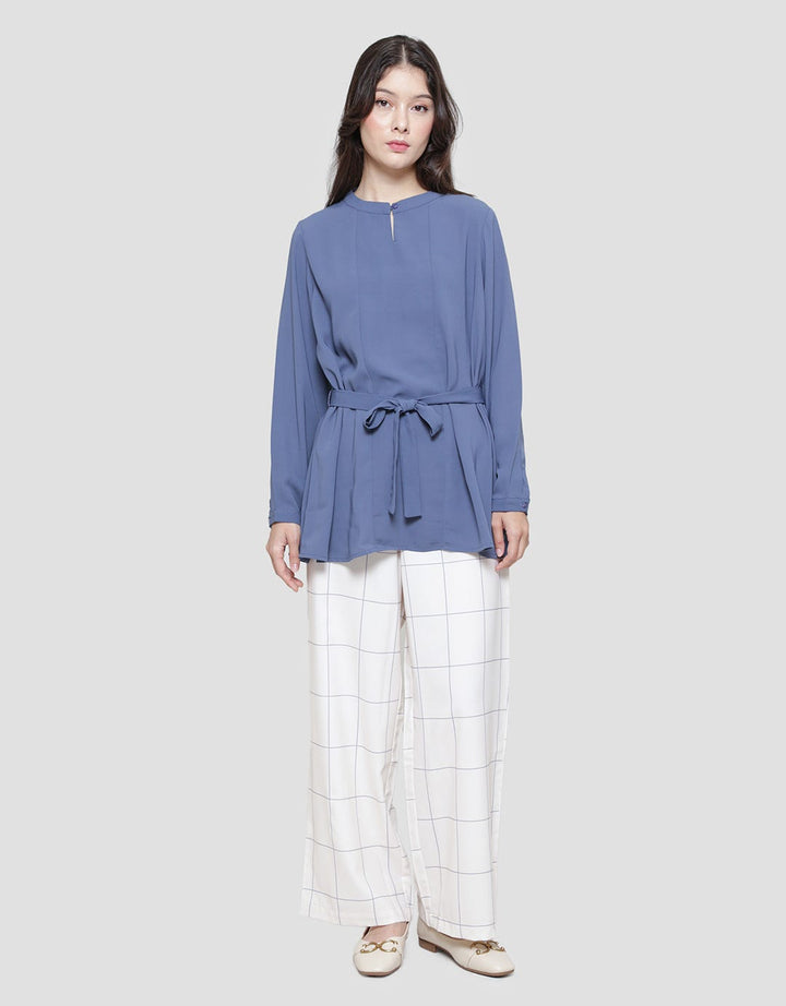 St. Yves Poly Tunic Belt Blouse Wanita