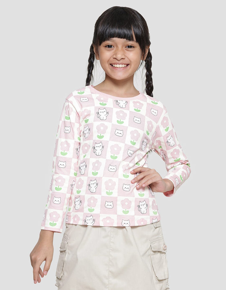 Little M Cat Flower Kaos Anak Perempuan