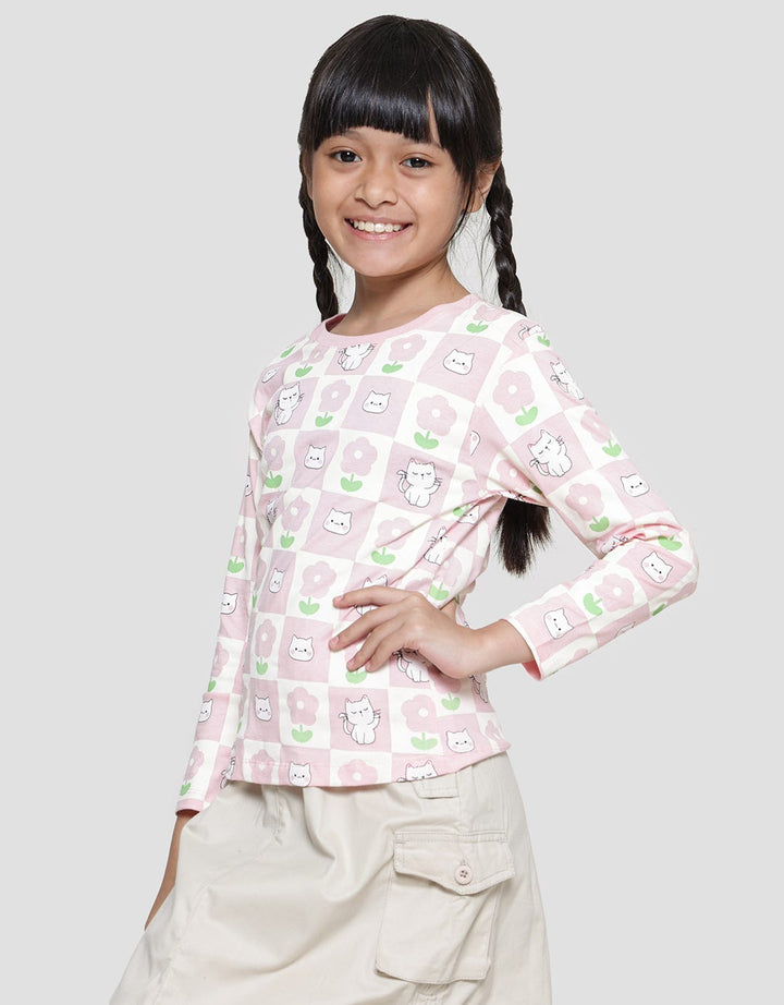Little M Cat Flower Kaos Anak Perempuan