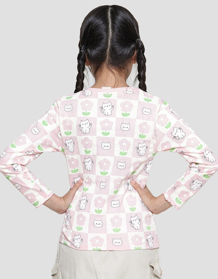 Little M Cat Flower Kaos Anak Perempuan