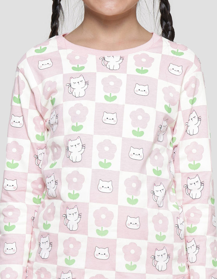 Little M Cat Flower Kaos Anak Perempuan