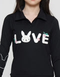 Aero Bunny Collar Chenille Bottom Rib Sweater Girls