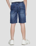 Little M Solid Karet Washed Accent Celana Pendek Denim Anak Laki-Laki